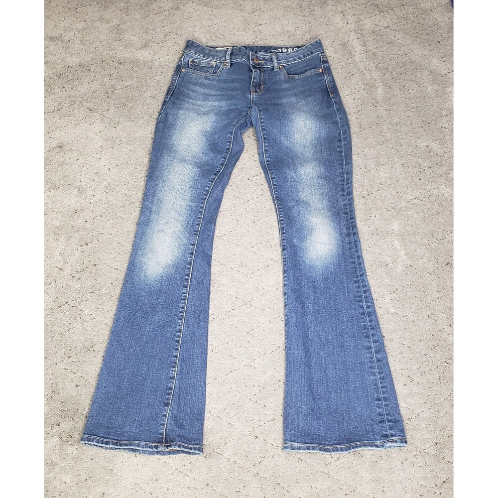 Gap 1969 Jeans Womens 26 Blue Curvy Low Rise Flare Faded Stretch Denim